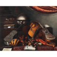 thumbnail image 2 of Bartolomeo Bettera 14x12 Gold Ornate Wood Frame and Double Matted Museum Art Print Titled - Still Life with Musical Instruments, Books and Playing Cards, 2 of 4