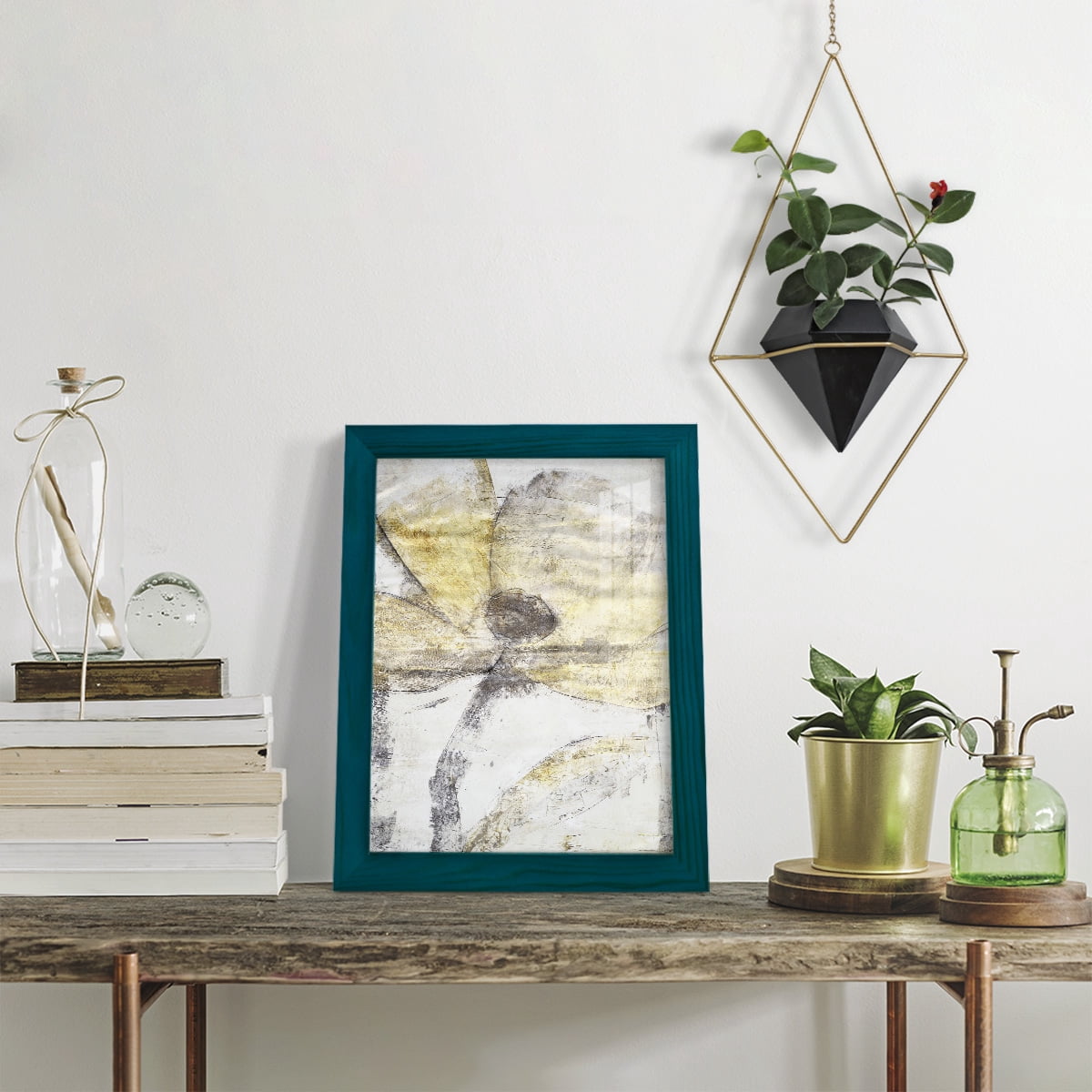 Une Fleur II - Framed Print w/glass - Ocean Blue