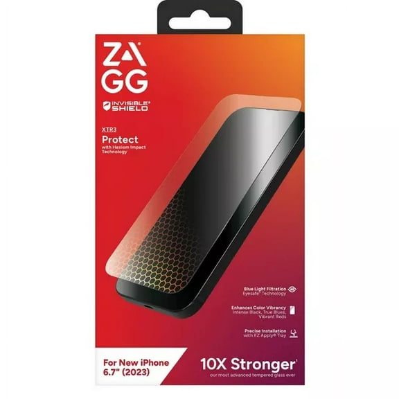 ZAGG InvisibleShield Glass XTR3 iPhone 15 Plus Screen Protector - Blue-Light Filtration 10X Stronger Edge-to-Edge Protection Scratch & Smudge-Resistant Surface Easy to Install