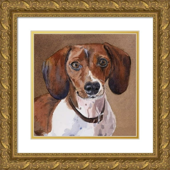 Fagan, Edie 12x12 Gold Ornate Wood Framed with Double Matting Museum Art Print Titled - Sam Dachshund