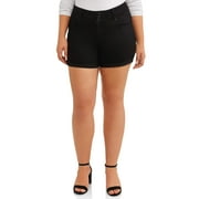 Angle View: Wax Jean Juniors' Plus Size High Waisted 3-Button Super Stretch Short