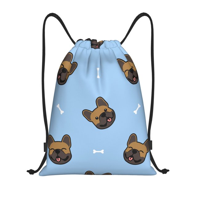 Fotbe french Bulldog Face Bolsa Mochila con Cordón Estampada, Bolsa de Gimnasio Deportiva, Bolsa Cinch, Bolsa con Cordón para Hombres y Mujeres-Small