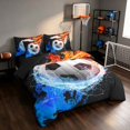 thumbnail image 2 of Manfei Football Soccer Sports Full Size Bedding Sets, Ice and Fire Full Size Bed in a Bag, Black Orange Brightblue, Black Reversible 7-Piece, 2 of 6