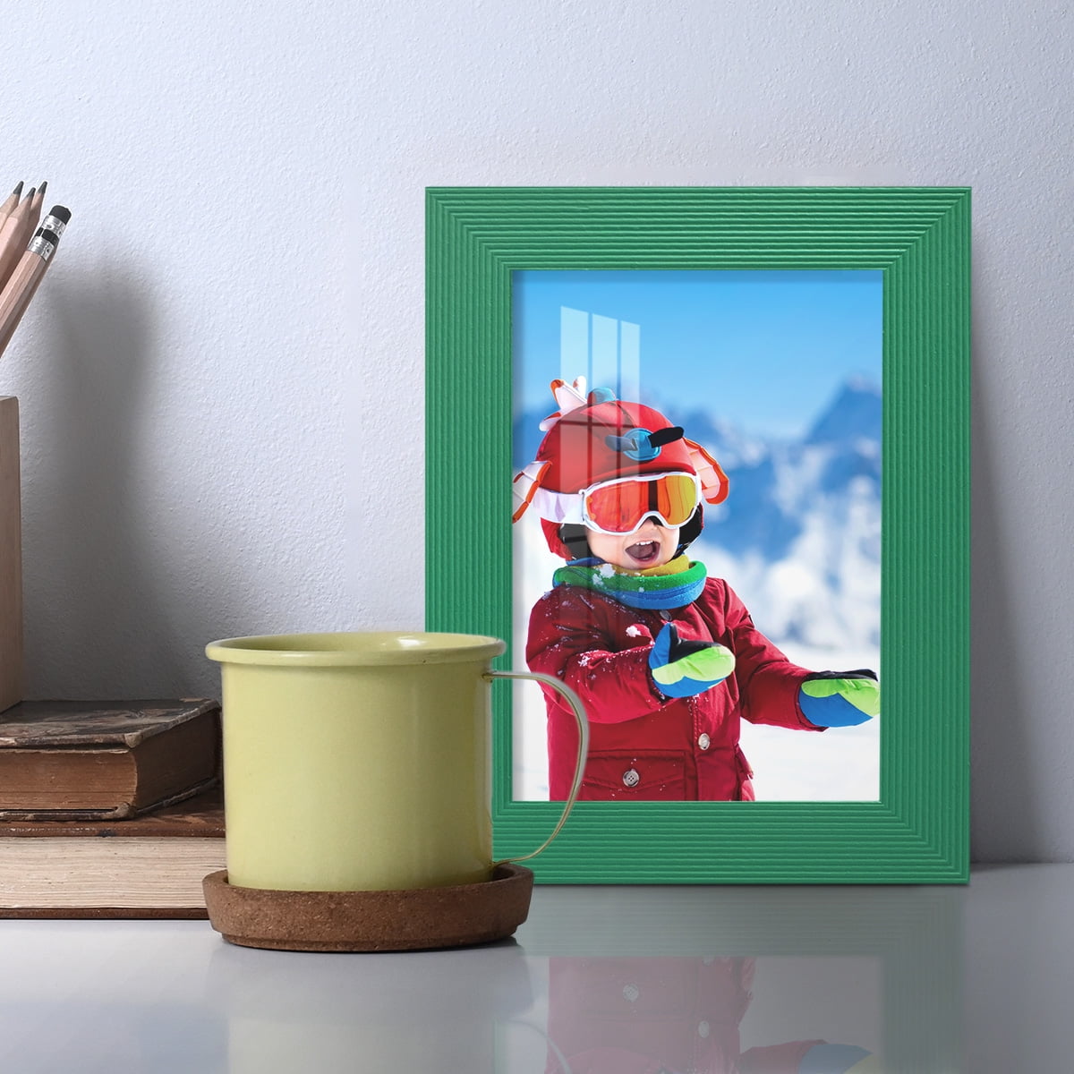 Grooved 3.5 in. x 5 in. Green Picture Frame Set (Set of 4)