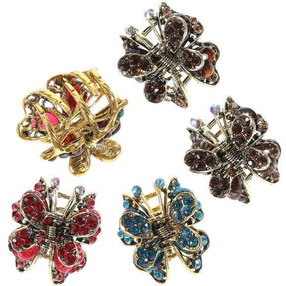 SOPOTUTU 5pcs Cute Hair Accessories Rhinestone Mini Hair Clips for Women Assorted Color
