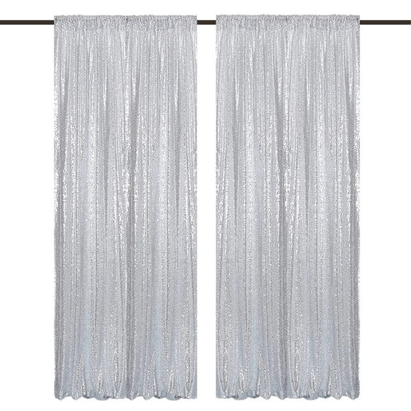 Cortinas TCBESTO con fondo de lentejuelas plateadas de 121,9 x 243,8 cm, 2 paneles