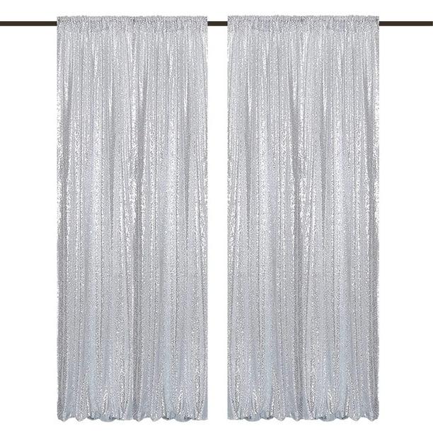 Cortinas TCBESTO con fondo de lentejuelas plateadas de 121,9 x 243,8 cm, 2 paneles