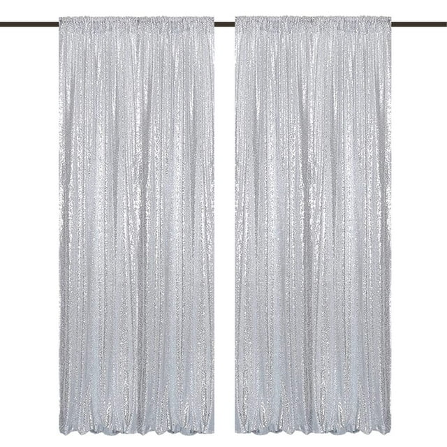 Cortinas TCBESTO con fondo de lentejuelas plateadas de 121,9 x 243,8 cm, 2 paneles