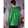 thumbnail image 3 of Unique Bargains Men's Sequin Peak Lapel Color Block Shiny Sparkle Sports Coat Blazer 2XL Green, 3 of 6
