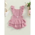 thumbnail image 4 of Bagilaanoe Newborn Baby Girl Rompers Dress Knitting Fly Sleeve Ruffle Bodysuit 3M 6M 12M 24M Infant One Piece Jumpsuit, 4 of 8