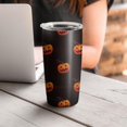 thumbnail image 4 of 20oz Tumblers Black Halloween Pumpkins Stainless Steel Vacuum Insulated Double Wall Travel Tumbler Cups Mug with Lid and Straw,Cleaning Brush for Cold & Hot Drinks, 4 of 7