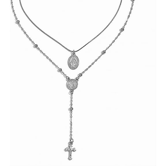 Layered Cross Best Lariat Necklace, 18K Gold Plated Long Pendant Chain for Women Dainty Stackable Jewelry Gift for Everyday Wear[w934]