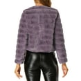 thumbnail image 3 of Allegra K Women's Long Sleeve Solid Color Collarless Shaggy Soft Faux Fur Coat, 3 of 6