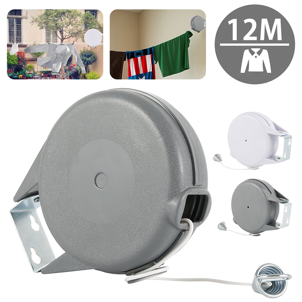 New 12m Retractable Reel Outdoor Single PVC Automatic Washing Line Clothes Line 