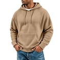 thumbnail image 2 of Resicozy Mens Waffle Hoodies Pullover Long Sleeve Casual Fashion Sweatshirts Gym Hooded Shirt with Pocket Khaki M, 2 of 8