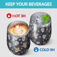 thumbnail image 4 of 12oz Stemless Wine Tumblers Navy Mexican Skull Pattern Vacuum Insulated Stainless Steel Travel Tumbler Cups Mug with Lid and Straw for Champaign,Cocktail,Beer with Cleaning Brush, 4 of 5