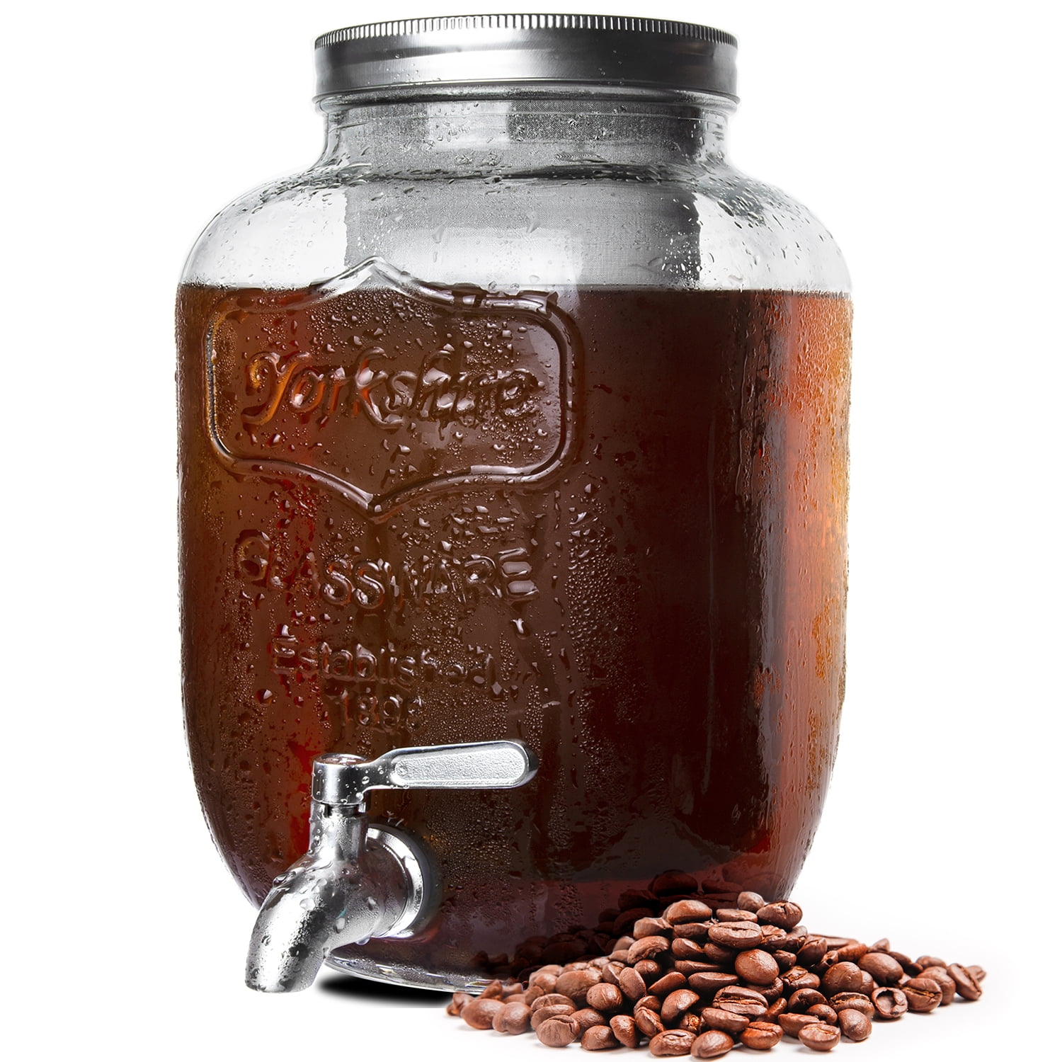 Lighten Life 1 Gallon Cold Brew Coffee Maker Carafe Dispenser Iced Tea Infuser Pitcher Glass
