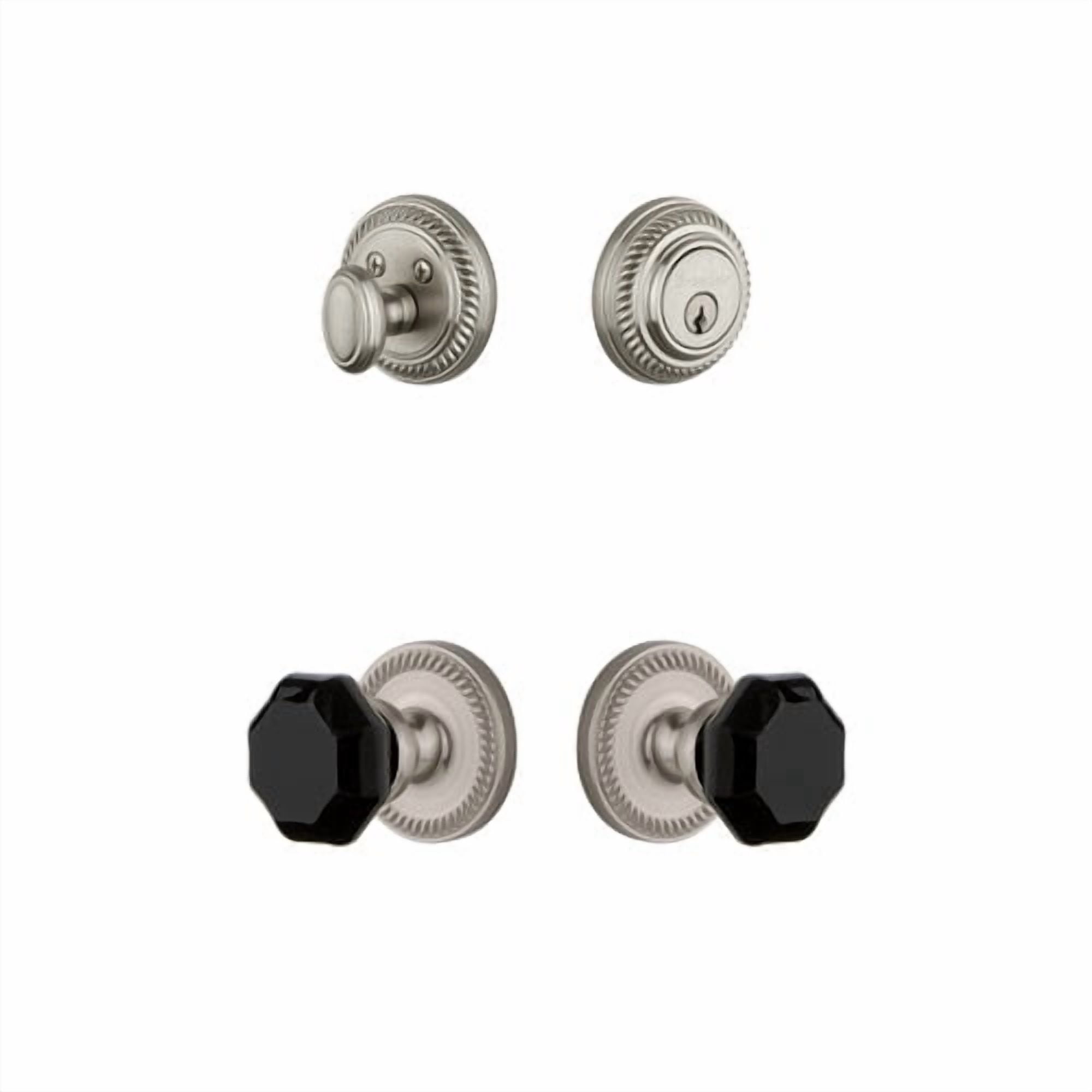 Grandeur Newport Rosette Single Cylinder Knob Combo Pack with Lyon Knob and matching Deadbolt