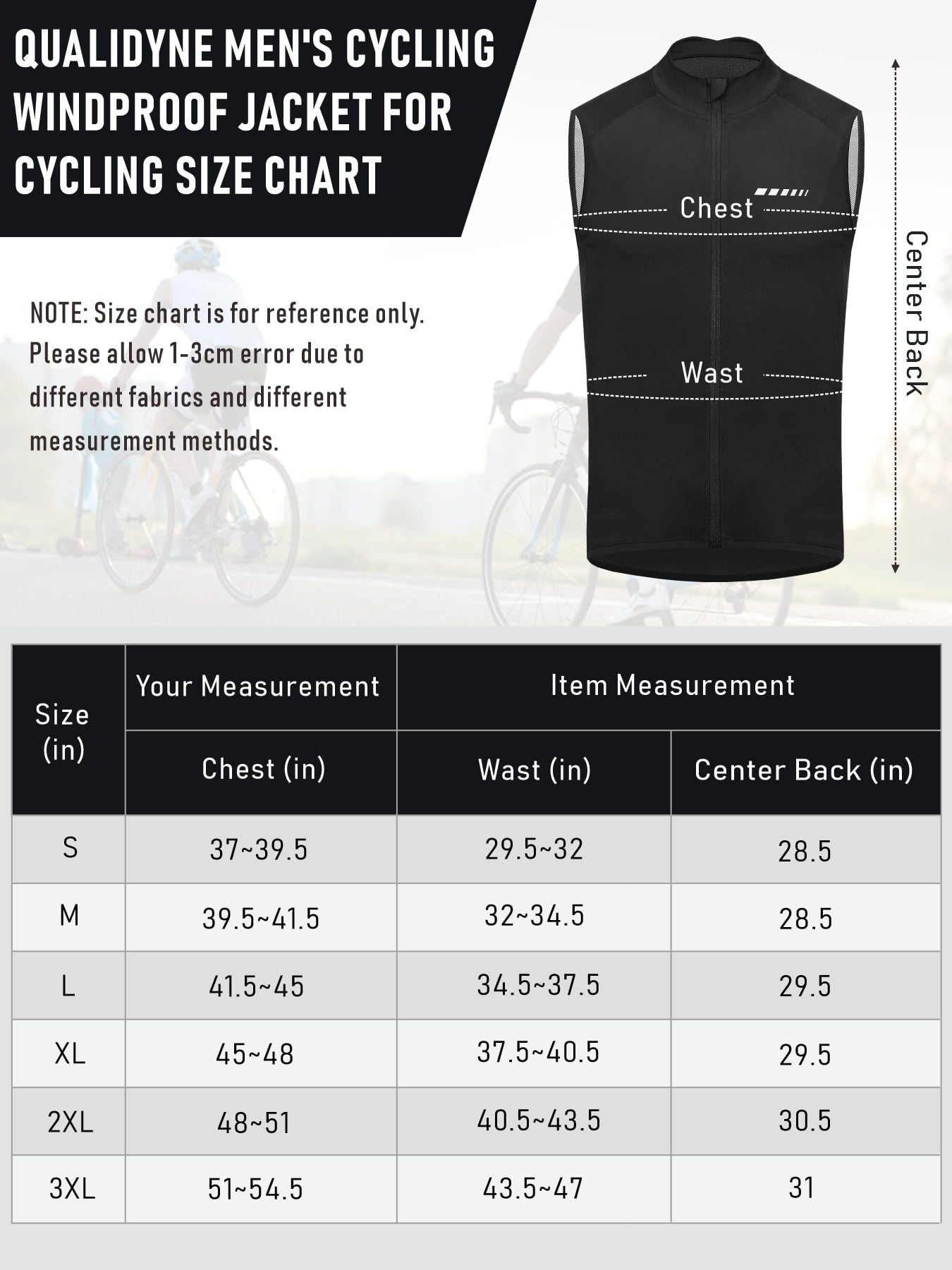 Leopatrix Men's Windproof Cycling Vest, Full-Zip Winter Sleeveless Bike Jacket with Zip Pockets for Cycling,Running,Hiking