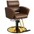 thumbnail image 3 of Baasha Luxury Gold Salon Chair - Sleek and Modern Hair Chair with Black Stain-Resistant Leather Upholstery, Adjustable Height, and Heavy-Duty Base - Comfortable Hair Salon Chair for Hair Stylist, 3 of 6