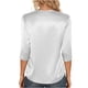 thumbnail image 5 of RKSTN 3/4 Length Sleeve Womens Satin Tops Oversized Crewneck Satin Silk T Shirts Blouses Womens Casual Solid Plus Size Round Neck Loose Fits Three Quarter Sleeve Shirt Spring Summer Clothes, 5 of 10
