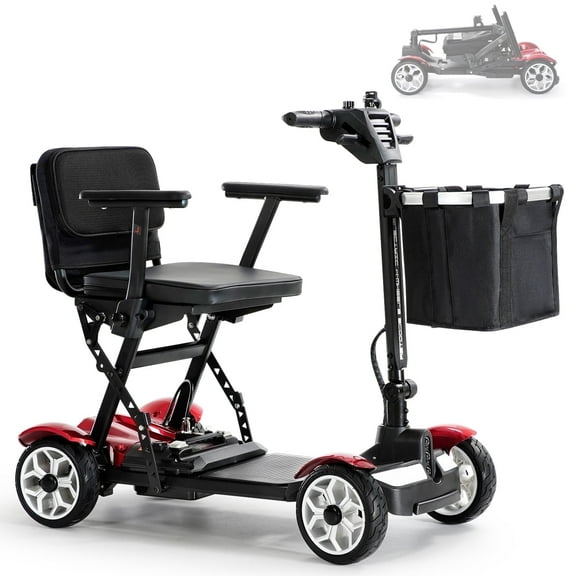 Electric Powered Mobility Scooter for Seniors & Adult, 4 Wheel Foldable Scooter 25 Miles Long Travel Range, Portable Ultra Lightweight Motorized Scooters