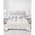 thumbnail image 2 of Quilts Full Size Bedding Set, Light Purple Cherry Lightweight Quilted Comforter, Spring Floral Gray Flowers Blossom Beige Soft Bedspread Coverlet with Pillow Covers for All Season, 78" x 90", 2 of 7