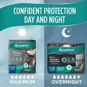 Assurance Mens Overnight Incontinence Underwear, S/M, Ultimate Absorbency, 16 Count