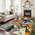 thumbnail image 2 of Area Rug for Living Room, Easter Non-Slip Indoor Large Carpet for Bedroom/Dining Room, Retro Spring Rabbit Flowers Plants Wooden Plank Washable Low-Profile Rectangle Floor Runner Rugs - 6 x 9 Ft, 2 of 8