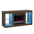 thumbnail image 6 of Bestier Modern Electric Fireplace TV Stand for TVs up to 55", with LED and Glass Shelves, Walnut, 6 of 10