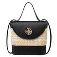thumbnail image 2 of PENGXIANG Women Straw Patchwork Color Small Backpack Flower Bucket Small Bag Messenger Bag, 2 of 2