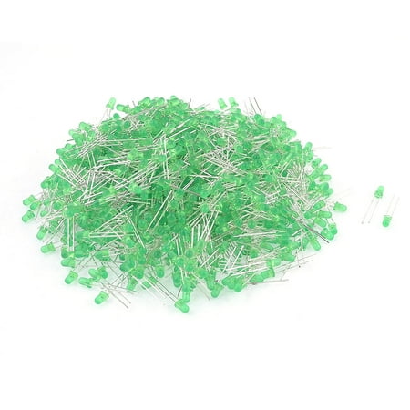 Unique Bargains 1000 Pcs 2.0-2.2V 3mm Head Dia 2 Pin Green Light Emitting Diode