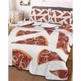 thumbnail image 3 of Quilts Twin Size Bedding Set, Pizza Modern Art Lightweight Quilted Comforter, Farmhouse Art Red Soft Reversible Bedspread Coverlet with Pillow Covers for All Season, 68" x 86", 3 of 7