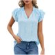 thumbnail image 2 of Fiudx Ofertas Relámpago Tops de Mujer, Camisetas Holgadas y Cómodas de Manga Corta a La Moda, Camiseta Plegable con Cuello En V, 2 of 4