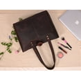 thumbnail image 2 of Aaron Leather Goods Genuine Leather Work Totes with Pouch for Women  Handbag - Brown, 2 of 13