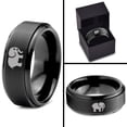 thumbnail image 4 of Tungsten Elephant Animal 2D Style Art Band Ring 8mm Men Women Comfort Fit Black Step Bevel Edge Brushed Polished, 4 of 4