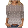 thumbnail image 1 of Pompotops Mode T-shirt Décontracté à Manches 3/4 Col Rond Confortable pour Femmes en Solde, 1 of 5