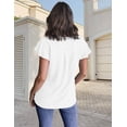 thumbnail image 3 of Merokeety Womens Summer Tops Ruffle Short Sleeve Blouse V Neck Flowy Tunic Shirts White m, 3 of 4