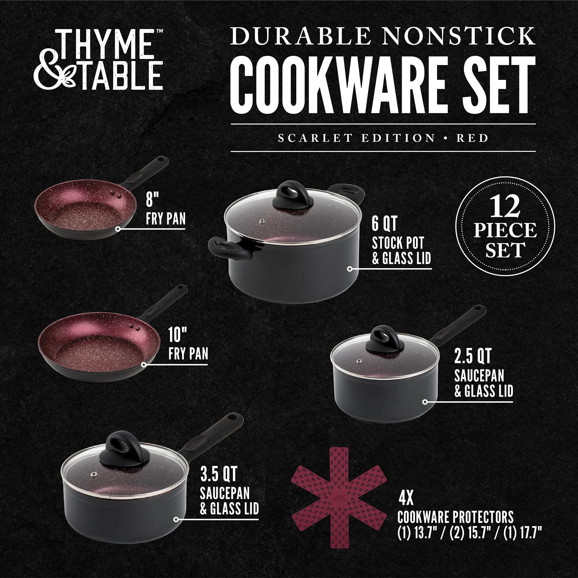 our goods Non-Stick Cookware Set - Scarlet Red - Shop Cookware