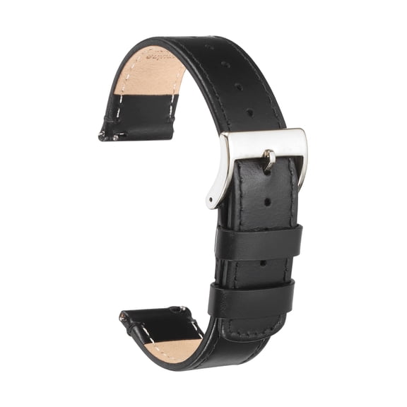 Uxcell Leather Watch Strap, 18mm Quick Release Watch Band Vintage Leather Watch Band Replacement with Stainless Steel Silver Buckle for Men and Women, Black