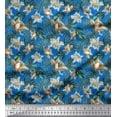 thumbnail image 1 of Soimoi Rayon Fabric Monstera Leaf & Floral Print Sewing Fabric Yard 42 Inch Wide, 1 of 3