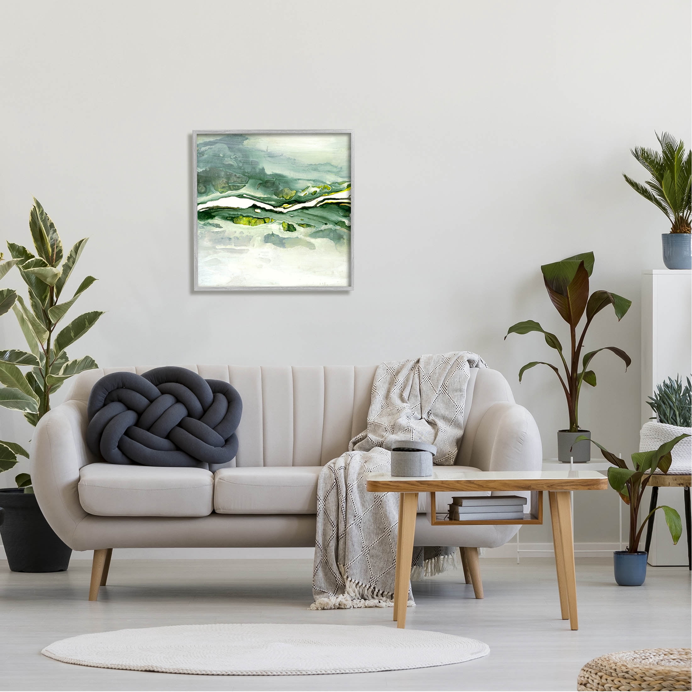 Stupell Industries Fluid Green Abstract Form Graphic Art Gray Framed Art Print Wall Art, Design by Ruth Fromstein