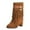 Brown, variant on PEASKJP Waterproof Boots for Women Mid Calf Chunky Heels Patent Leather Boots,Black 37