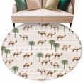 thumbnail image 6 of Tropical Plants Round Rug 7ft Washable Circle Rugs Non Slip Summer Palm Trees Camel Animals Boho Large Area Rug Indoor Floor Carpet for Bedroom Kitchen Living Room Home Office Dining Room Nursery, 6 of 8