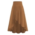 thumbnail image 6 of Hanerdun Women Solid Pleated A-Line Skirts Female Split Beach Skirt Brown M, 6 of 6