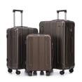 thumbnail image 3 of 3-Piece ABS Luggage Set (20"/24"/28"), Spinner Wheel Carry-On Suitcase with TSA Combination Lock, Matching Color, Brown, 3 of 23