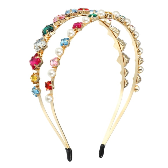 Diadema de cristal de imitación colorido de metal Unique Bargains Diadema de perlas de imitación de diamantes de imitación