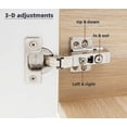 thumbnail image 3 of Paris Rhone Inset Soft Close Cabinet Hinges for Kitchen Cabinets (10 Pcs) -105° Frameless Concealed Cabinet Door Hinge -3 Way Adjustability -Clip on Plate & Matching Screw for Easy Installation, 3 of 9