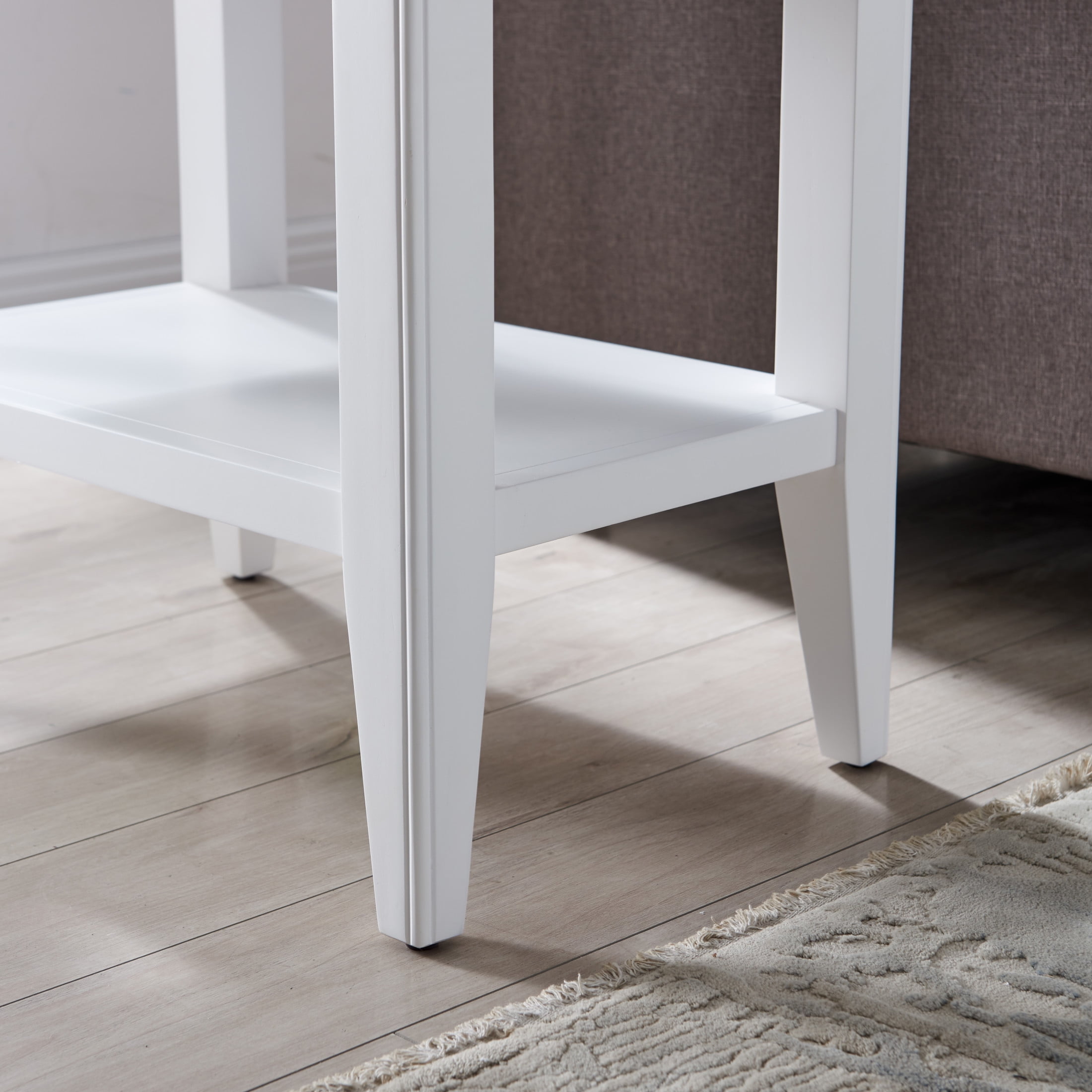 Leick Home Laurent Chairside Table with Drawer and Display Shelf, White