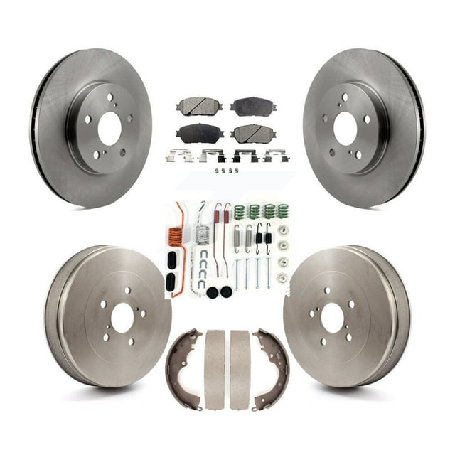 Transit Auto Front Rear Disc Brake Rotors Ceramic Pads and Drum Kit (7Pc) for Car 2004-2010 Toyota Sienna K8T-102484